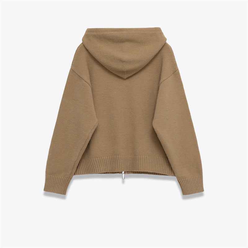 Women's Zipper Knit Hooded Sweatshirt