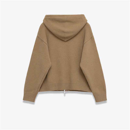 Women's Zipper Knit Hooded Sweatshirt