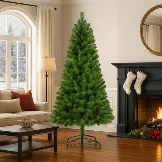 7FT Unlit Artificial Christmas Tree - 775 Tips Full PVC Branches with Sturdy Metal Stand - DropOnline.co