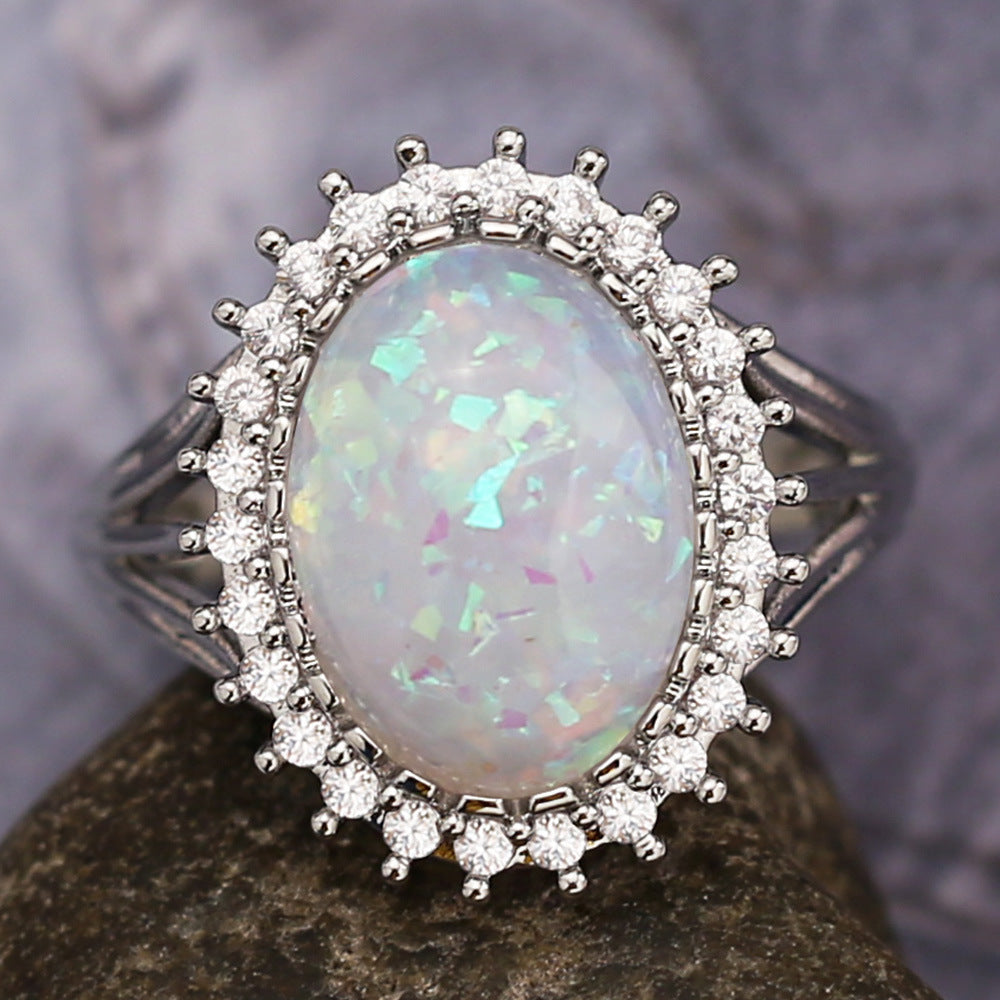 Opal Cocktail Ring - Fashion Women's Artificial Opal Statement