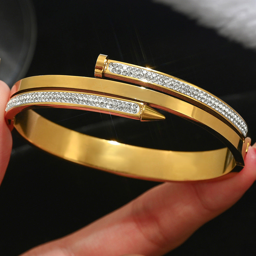Stainless Steel Gold Bracelet - Love Nail Design