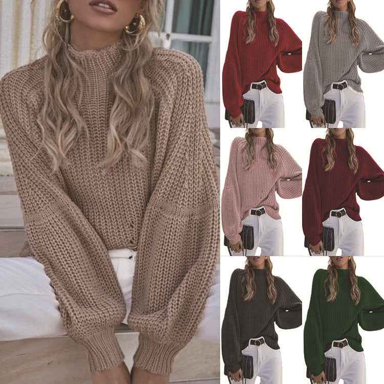 Autumn And Winter New Loose Half-high Collar Sweater