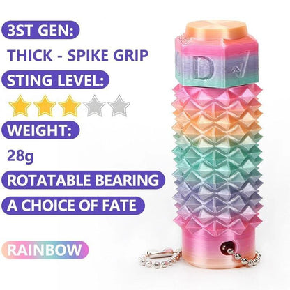 The Third-generation Blue-green, Thick-tipped, Rotating Bearing Fidget Spinner Keychain Is A Novel Halloween Gift Suitable For Concentration And Hand Massage.