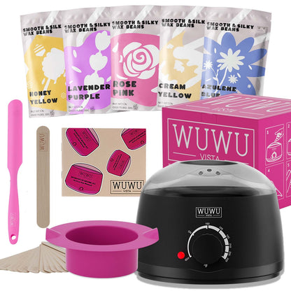 Waxing Kit 19 Items, WUWUVISTA Hair Removal Wax Kit With Wax Melt Warmer Waxing Beads For Face, Brazilian, Full Body, Bikini Suitable For Plugs Of American & European Specifications - DropOnline.co