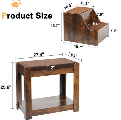 Pet Bunk Bed With Removable Step For Dogs And Cats, Multi-Level Bed Window Perch Seat Platform With Cushion And Cat Scratch Pad, Indoor Use - DropOnline.co