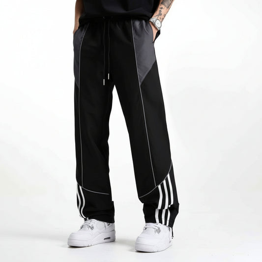 Men's Patchwork Striped Straight-Cut Casual Pants