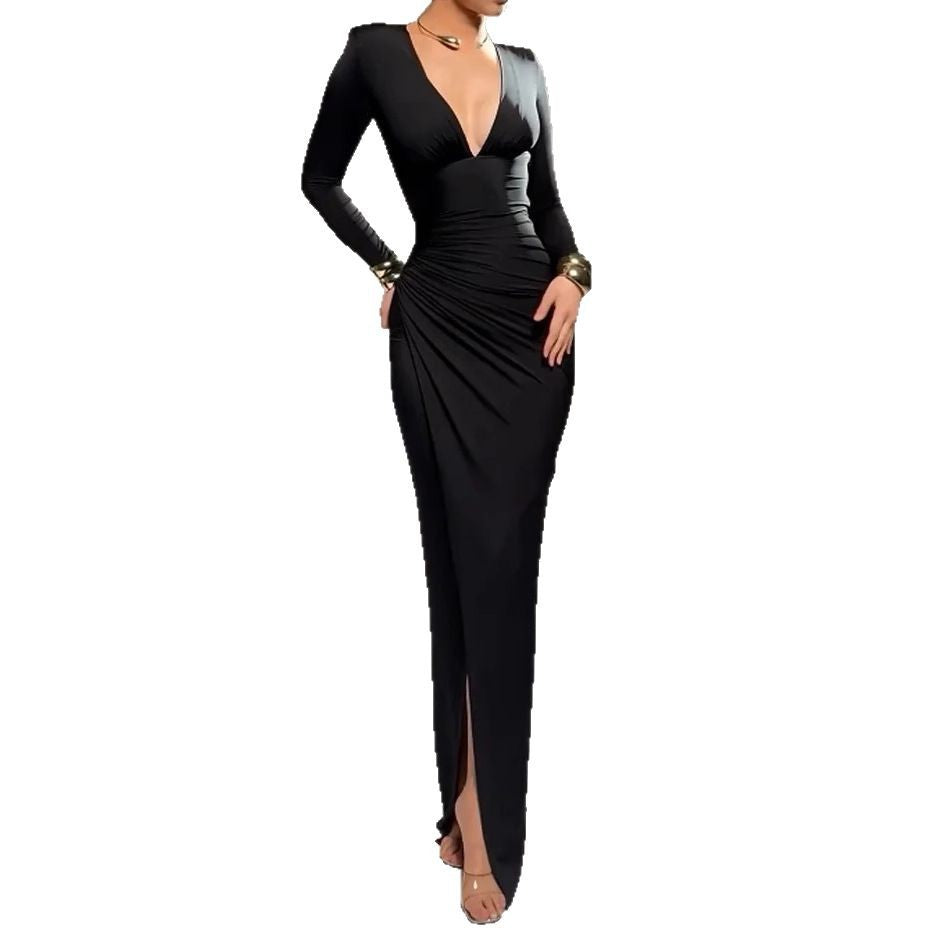 Women's Long Sleeve Slit Dress - Elegant Summer Style