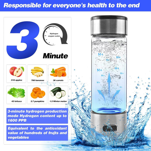 Portable Hydrogen Water Cup 420ml - Electrolytic Health Water Generator