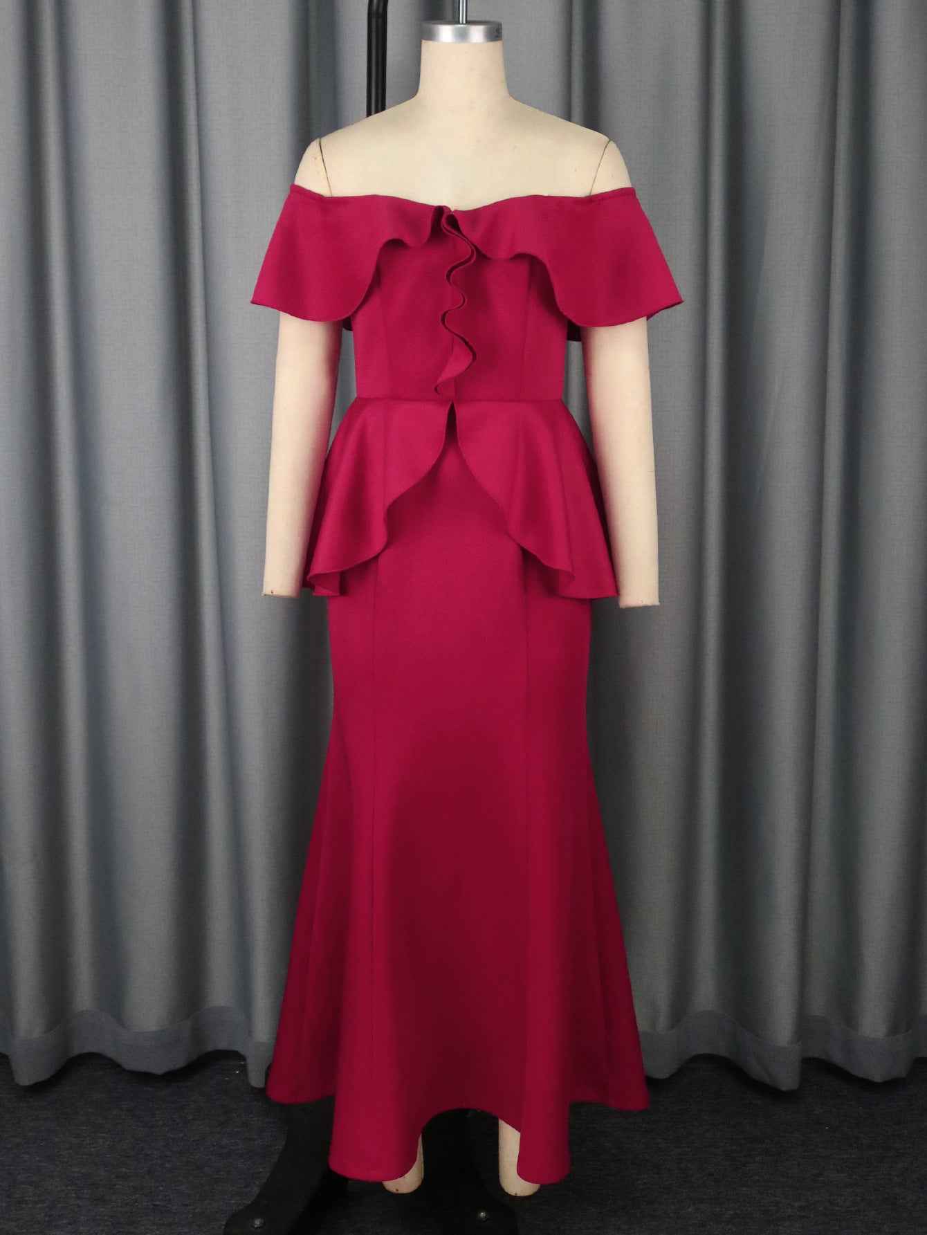 Strapless Ruffled Off-the-shoulder Dress Fishtail Dress