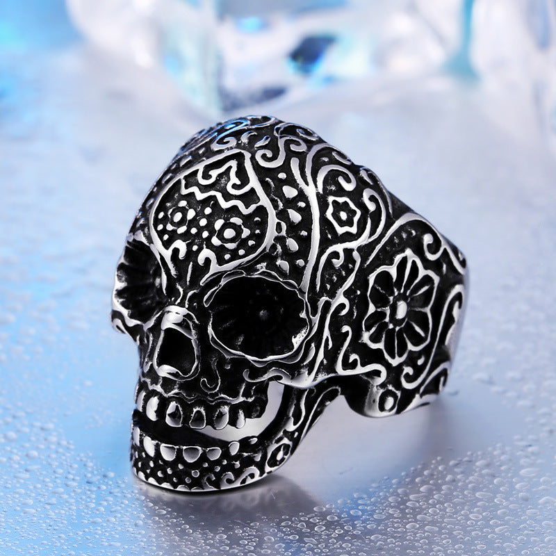 Men's Hip Hop Skull Ring - Trendy Punk Style Titanium Steel