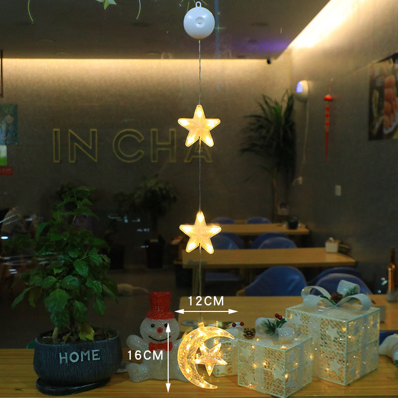 Christmas LED Suction Cup Window Lights 3-Pack - Star Tree Snowflake Hanging Ornaments