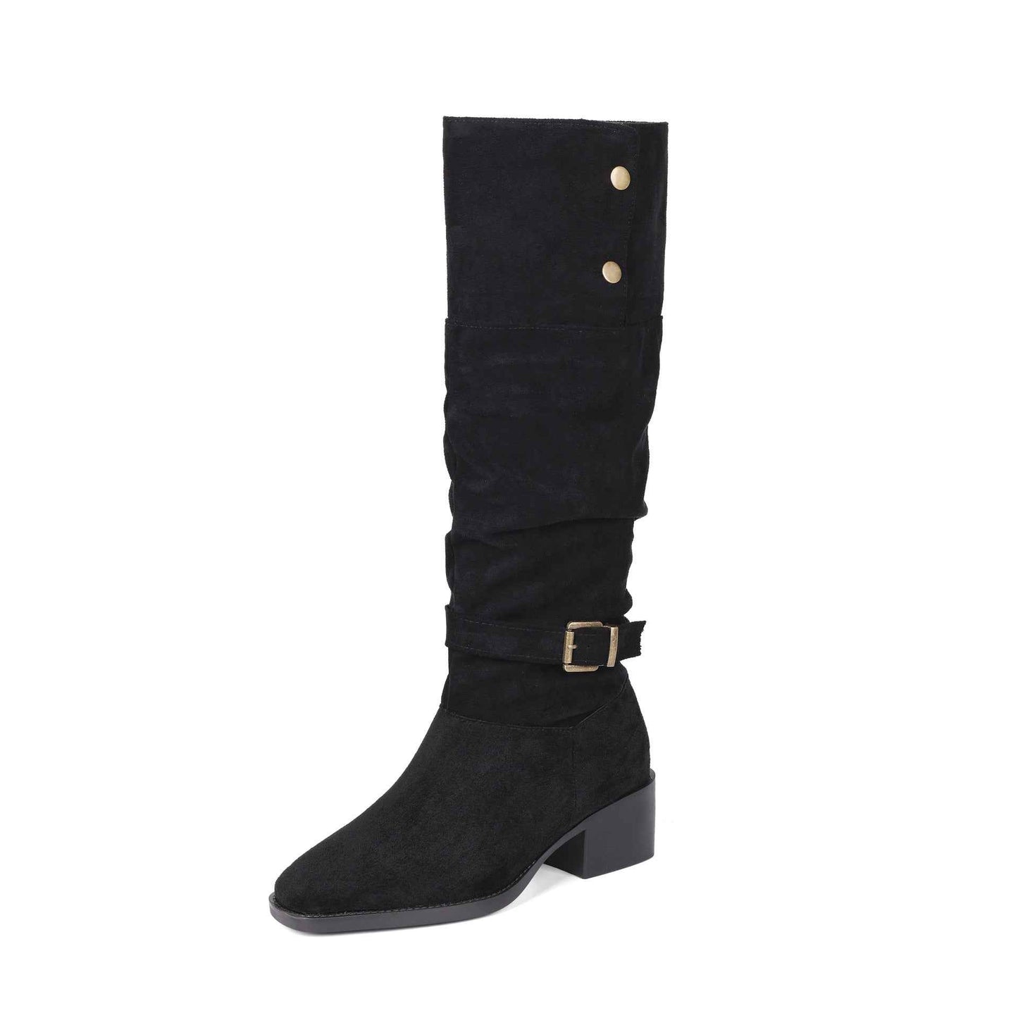 Chunky Heel Wrinkled Stacked Ankle Martin Boots