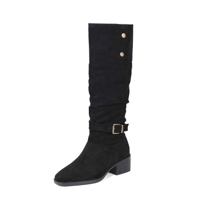 Chunky Heel Wrinkled Stacked Ankle Martin Boots