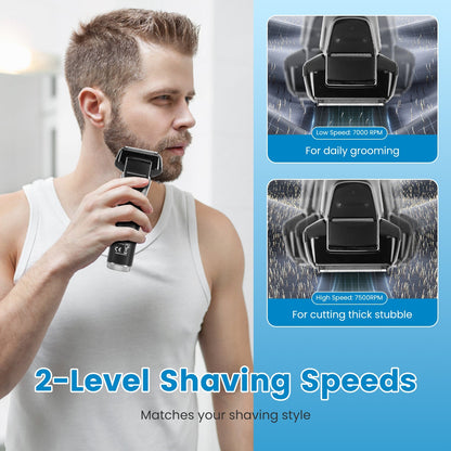 Electric Foil Face Shaver 5-Blade Electric Razor For Men Wet & Dry Jawline Beard Trimmer Precision Sideburn Shavers IPX6 Waterproof With LED Display Cleaning Brushes - DropOnline.co