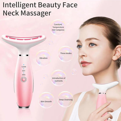 Neck Face Massager, Skin Care Face Massage Tool, 3-in-1 Facial Massager, Face Sculpting Tool With Thermals, Vibration - DropOnline.co