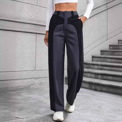Patchwork Temperament Commuting High-waisted Casual Versatile Slimming Wide-leg Pants