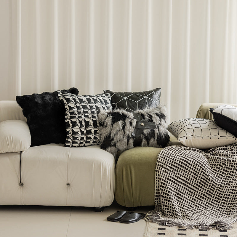 Modern Simple Plush Cushion Sofa Bedroom Bedside Pillow Cover