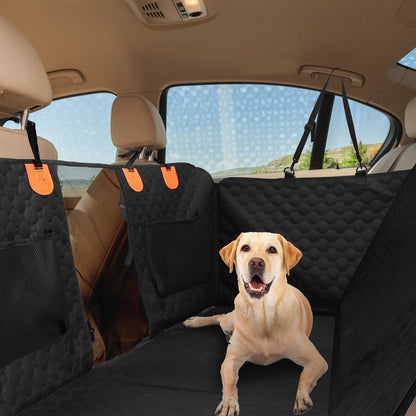 Dog Car Back Seat Cover With Zipper Mesh Window Storage Bags Waterproof 600D Oxford Cloth Car Seat Protector With Slide Flaps For Cars Trucks SUVs - DropOnline.co