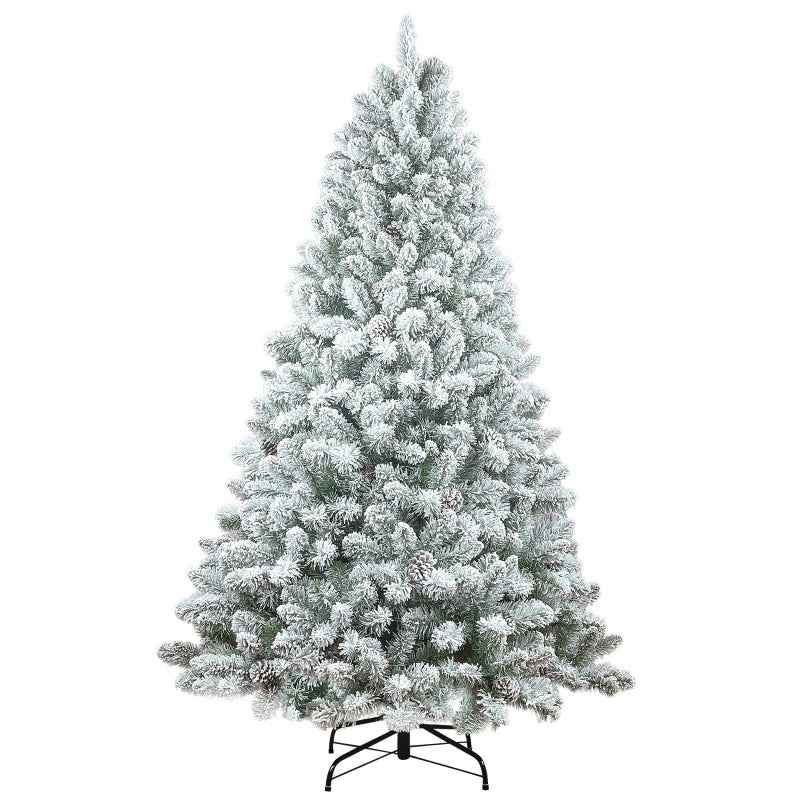 PVC Mixed Flocked Christmas Tree with Pine Cones - 4ft-7ft Sizes