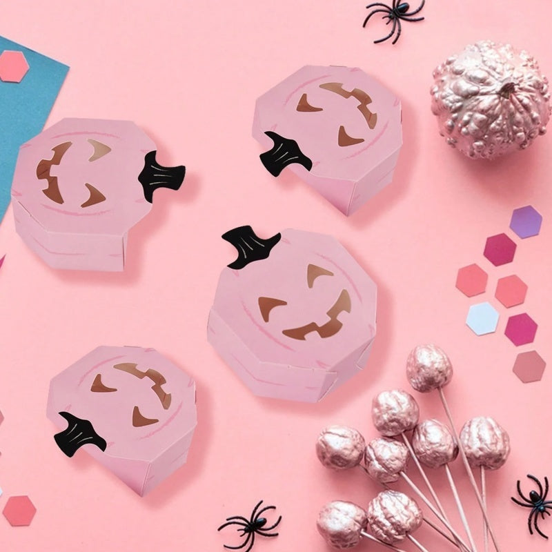 Pink Halloween Gift Boxes - 20 Pcs Pumpkin Shaped Treat Boxes