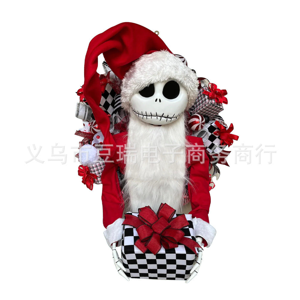 Christmas Jack Doll Garland - 3D Wooden Cloth Holiday Window Decoration