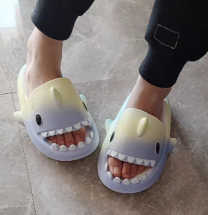 Gradient Rainbow Shark Slippers Women's Summer Indoor - DropOnline.co