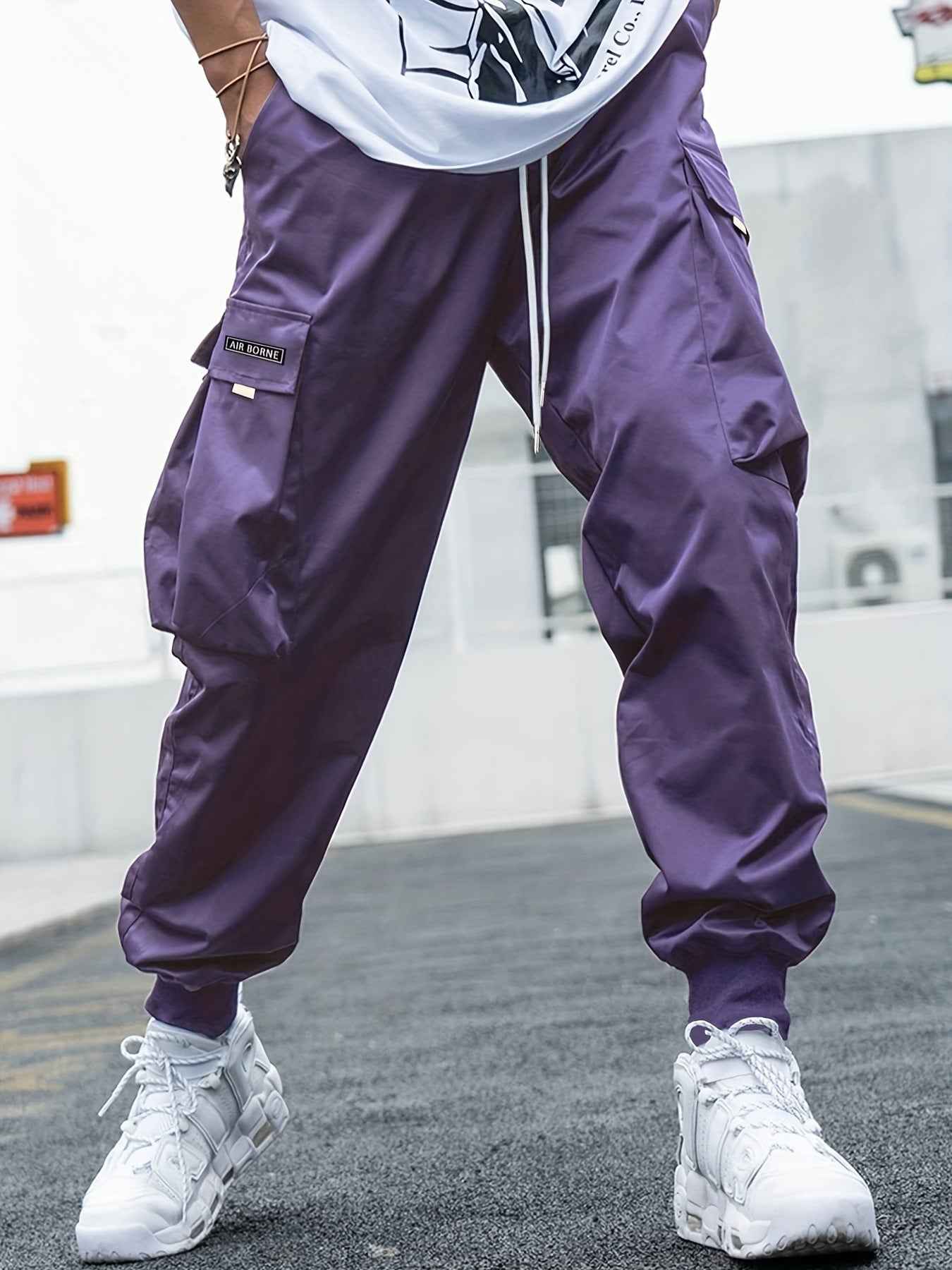 Men's Multi-Pocket Cargo Pants - Hip-Hop Streetwear Drawstring Trousers