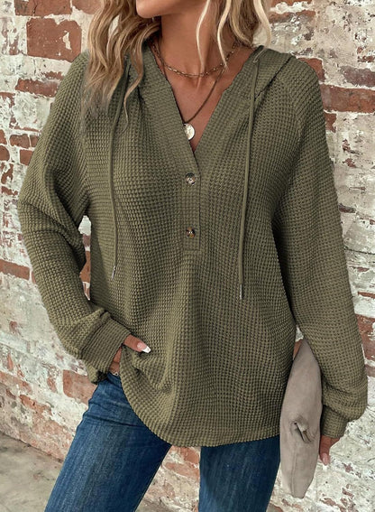 Women's V-Neck Long Sleeve Pullover Sweater - Casual Sports Style - DropOnline.co