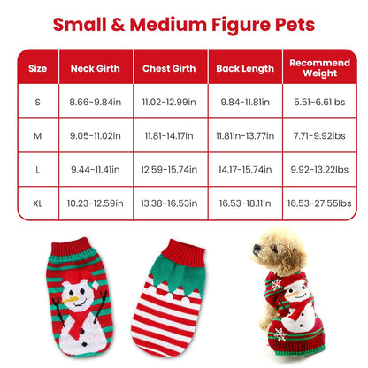 2 Patterns 4 Sizes Option-- 1Pc Pet Christmas Turtleneck Sweater Dog Cat Christmas Clothes Snowman Stripes Costume Winter Holiday Sweater For Small Medium Kitten Puppy Cats Dogs - DropOnline.co