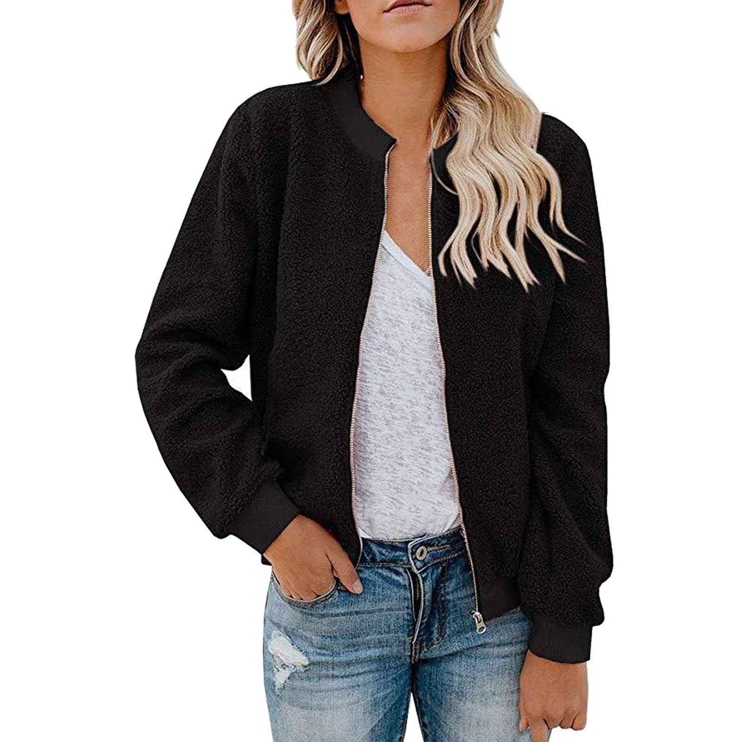 Cashmere Zipper Jacket Coat Top Women