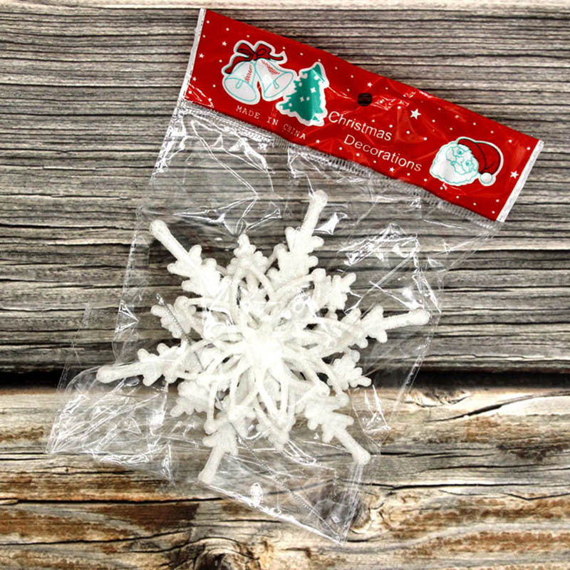 Christmas White Snowflake Pendant - 12cm Plastic Tree Decoration Ornament