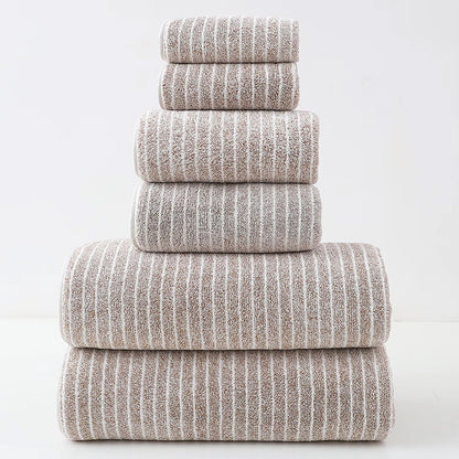 Wide And Narrow Striped Towel Set Coral Fleece Bath Towel
