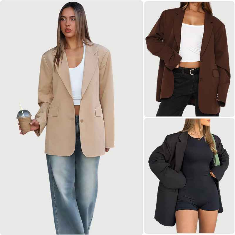 Women's Solid Color Loose Casual Single-breasted Coat