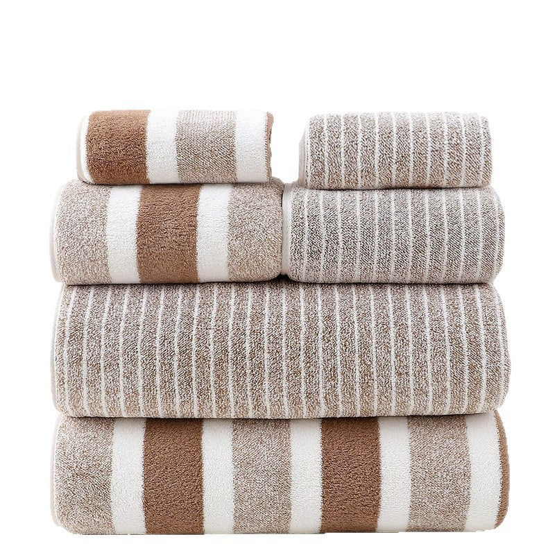 Wide And Narrow Striped Towel Set Coral Fleece Bath Towel