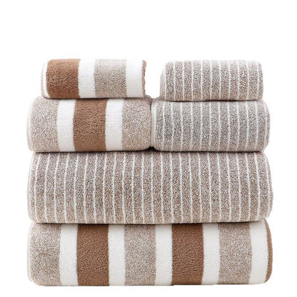 Wide And Narrow Striped Towel Set Coral Fleece Bath Towel