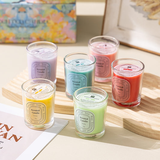 Dopamine Scented Candle Gift Set - 6-Piece Colorful Soy Wax Collection