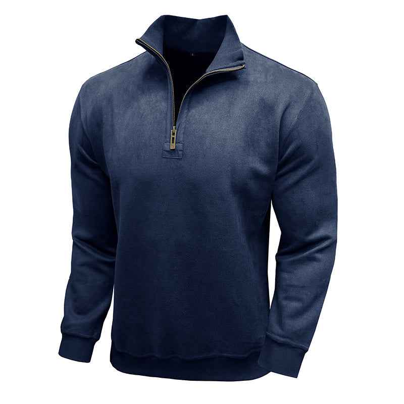 Men's Long-sleeved Zipped Stand Collar Sweater