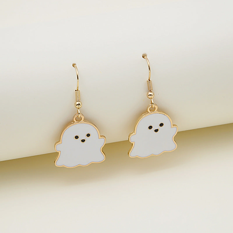 Halloween Pumpkin Earrings - Cute Spooky Oil Drop Alloy Jewelry