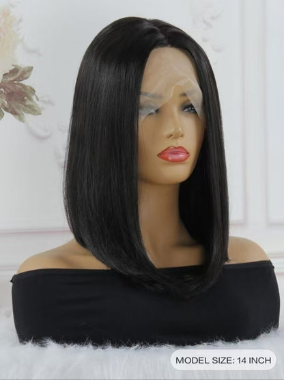 13x4x1 Lace Synthetic Non-toxic Wig, Wave Head Straight Hair, 14-inch Non-adhesive Lace Front Piece, Suitable For The Whole Scene. - DropOnline.co