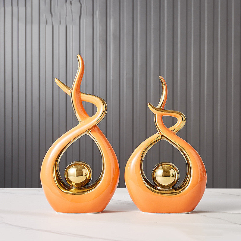 Premium Ceramic Entrance Decoration Ornaments - Light Luxury Abstract Home Accents