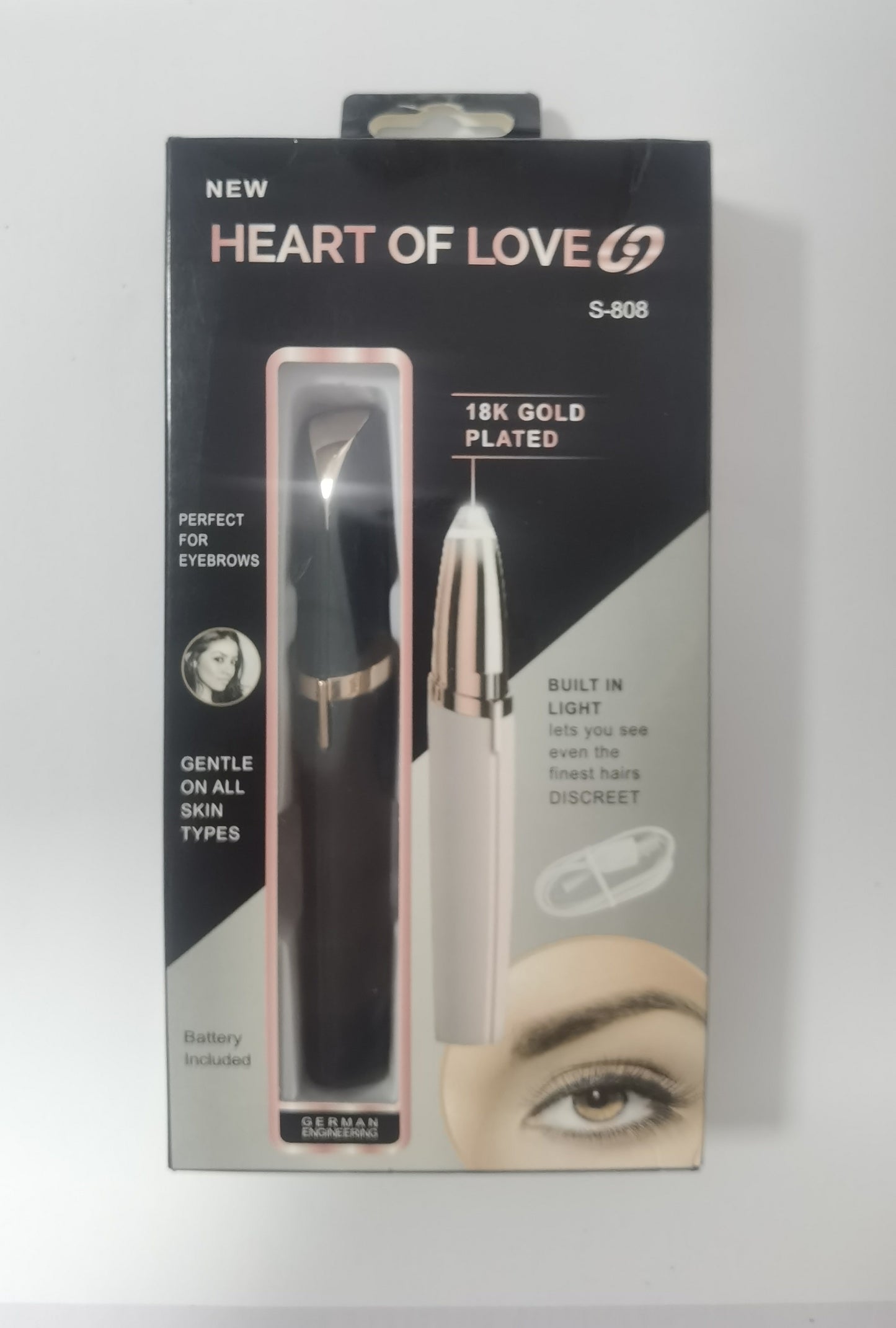 Mini Electric Eyebrow Trimmer - LED Light Painless Hair Remover Lipstick Size
