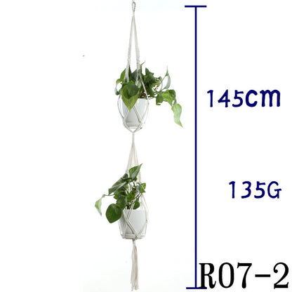 Flower Pot Net Bag Beige Cotton Rope Indoor Plant Hanger Hanging Basket Sling - DropOnline.co
