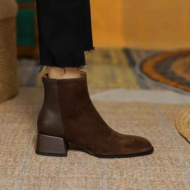 34 Suede Mid-heel Women's Martin Boots