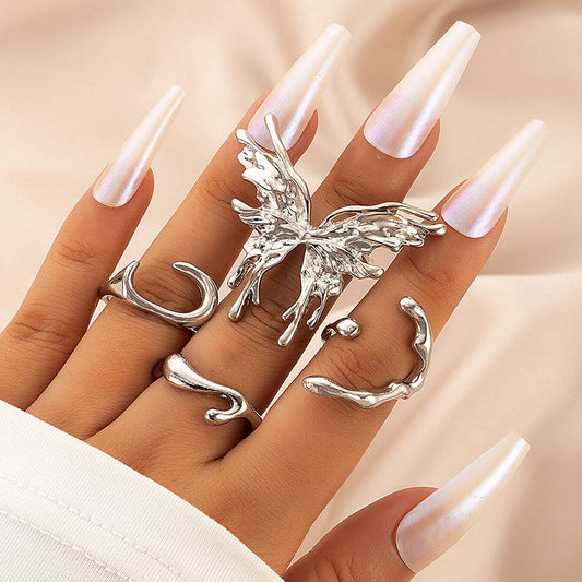 Creative Butterfly Geometric Heavy Metal Ring