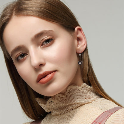 Light Luxury Long Copper Plated Zircon Earrings - DropOnline.co