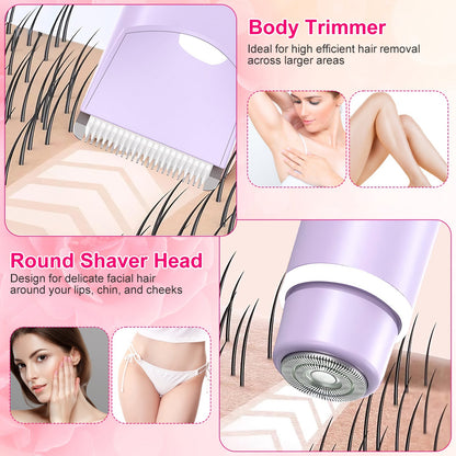 1Pc 2 In 1 Bikini Trimmer For Women Dual Head Cordless Body Shaver IPX5 Waterproof Rechargeable Pubic Hair Razor Wet And Dry Use For Bikini Underarm Leg Arm Body Face - DropOnline.co