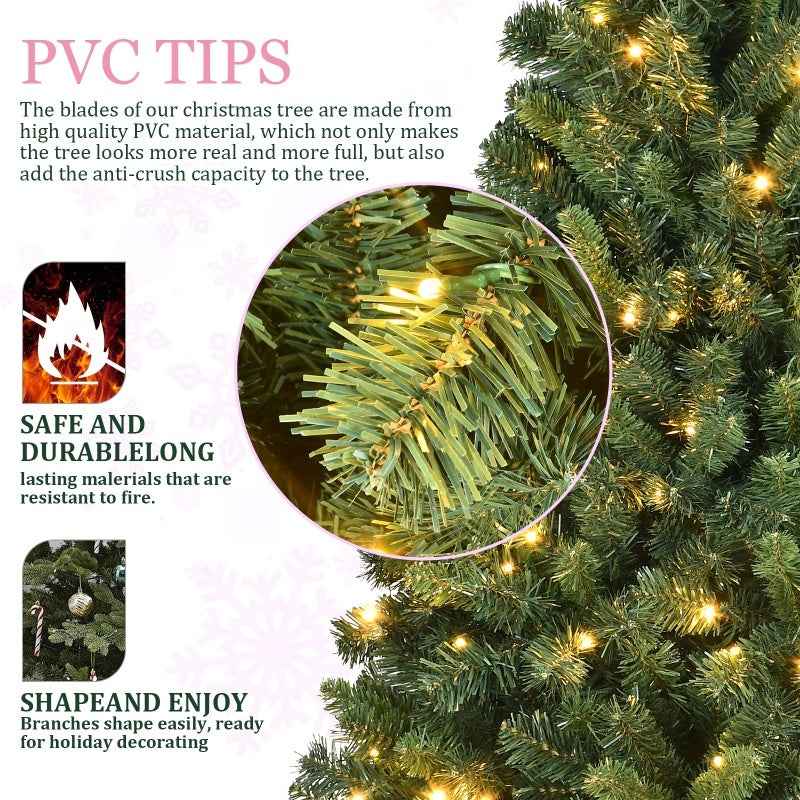 PVC Christmas Tree with Lights - Pre-Lit Holiday Decoration