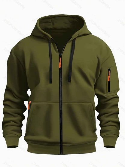 Men's Zipper Hooded Sweatshirt - Sports Casual Cardigan Jacket