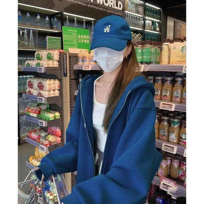 Hooded Loose All-matching Zipper Cardigan Sweater