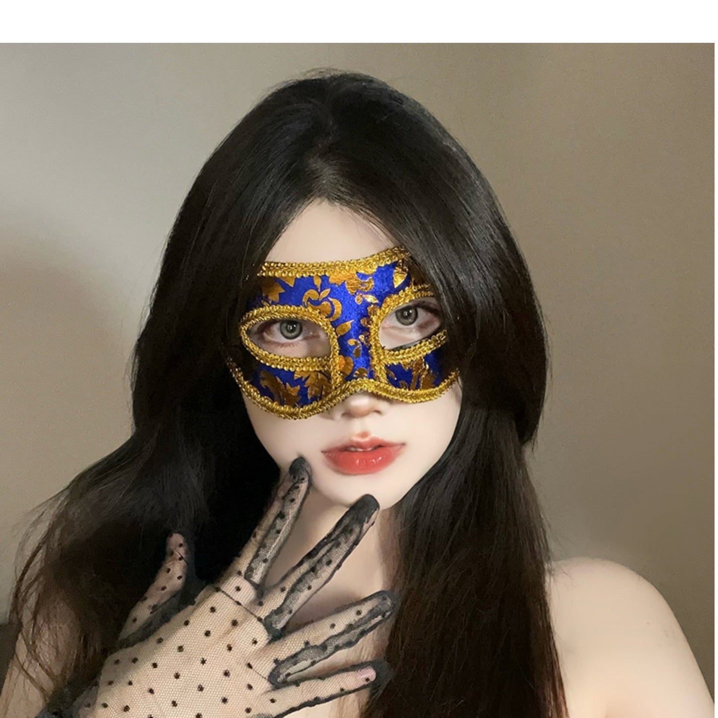Halloween Half Face Mask - Werewolf White Design